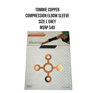 New Tommie Copper Compression Elbow Sleeve - Gray Size L